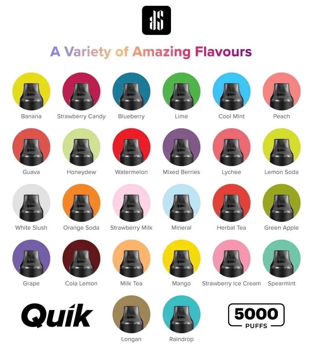KS Quik 5000 Puffs All Flavours กลิ่นทั้งหมด